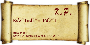 Kálmán Pál névjegykártya